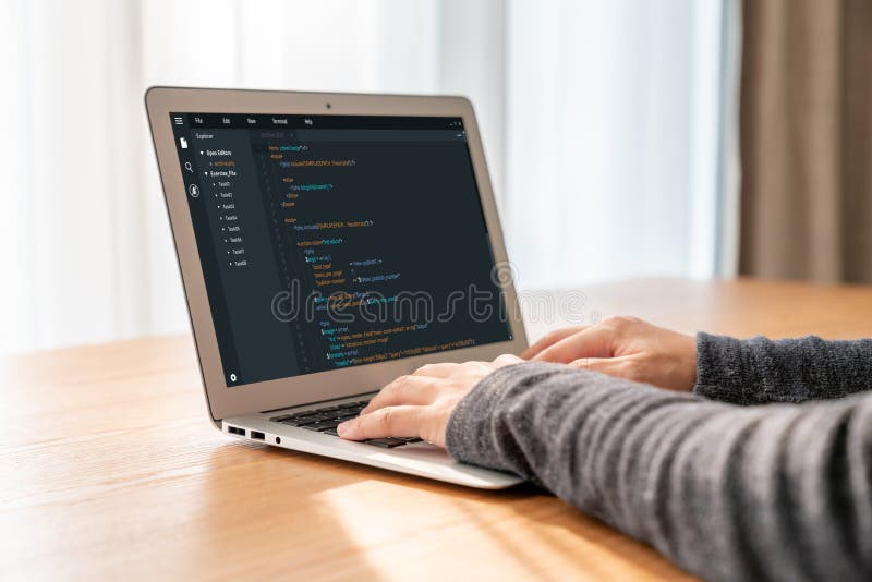 Software development programming on computer screen for modish application. And program coding. Coding software development programming program code stock images, royalty-free photos and pictures