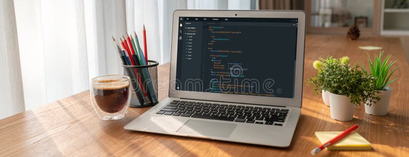 Software development programming on computer screen for modish application. And program coding. Coding software development programming program code stock images, royalty-free photos and pictures