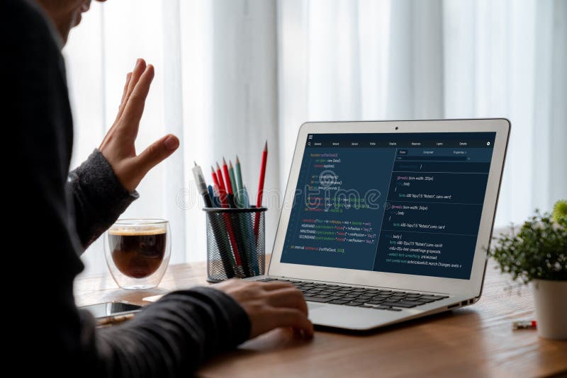 Software development programming on computer screen for modish application. And program coding. Coding software development programming program code stock images, royalty-free photos and pictures