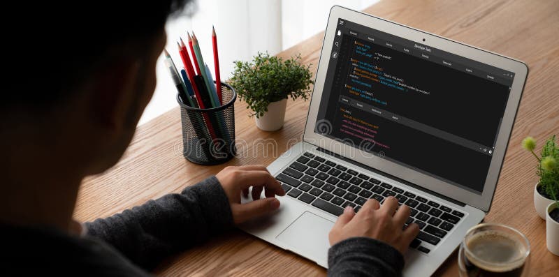 Software development programming on computer screen for modish application. And program coding. Coding software development programming program code stock images, royalty-free photos and pictures