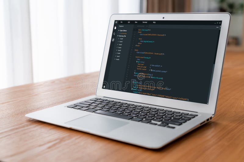 Software development programming on computer screen for modish application software development programming on computer screen for