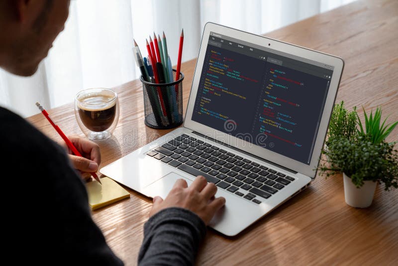Software development programming on computer screen for modish application. And program coding. Coding program code stock images, royalty-free photos and pictures