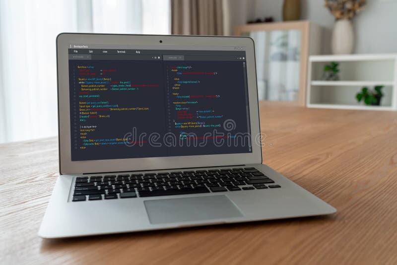 Software development programming on computer screen for modish application. And program coding. Coding program code stock images, royalty-free photos and pictures