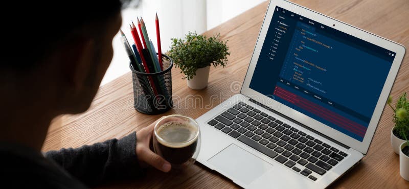 Software development programming on computer screen for modish application. And program coding. Coding program code stock images, royalty-free photos and pictures