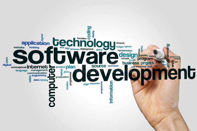 Software development word cloud royalty free stock photos