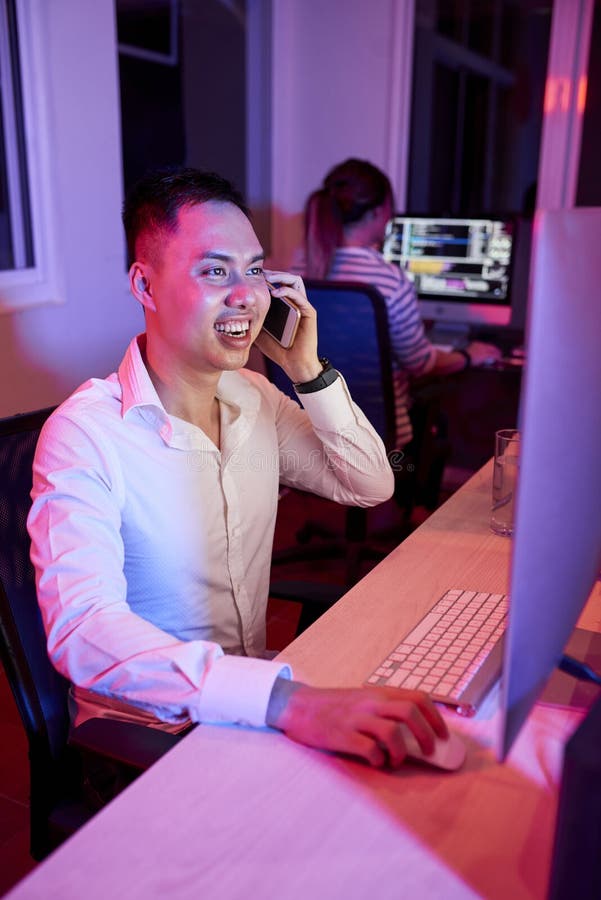 Software Engineer Talking on Phone stock photos