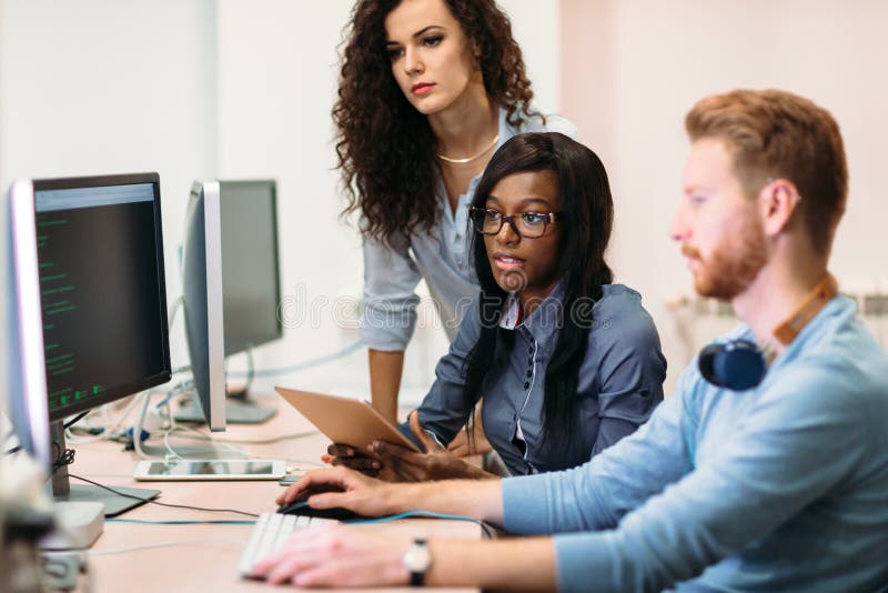 Software Engineers Working on Project and Programming in Company Stock