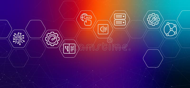 Software gradient header programming testing network connection application development engineering data flow algorithm royalty free illustration
