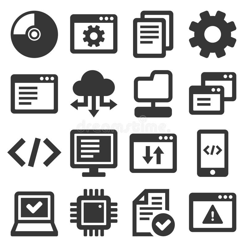 Software and Hardware Programing Icons Set. Vector vector illustration
