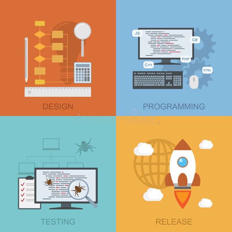 Software lifecycle stock illustration Software lifecycle stock illustration