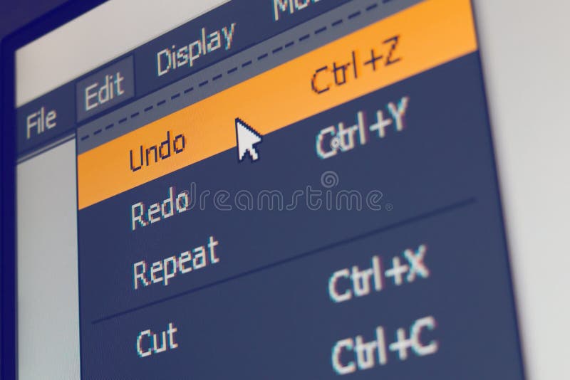 Software menu item with undo command