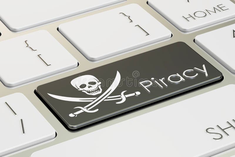 Software-Raubkopieren-Konzept, auf der Computertastatur Wiedergabe 3d lizenzfreie abbildung