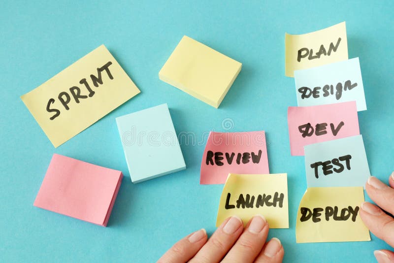 Software scrum agile board with paper task, agile royalty free stock photo
