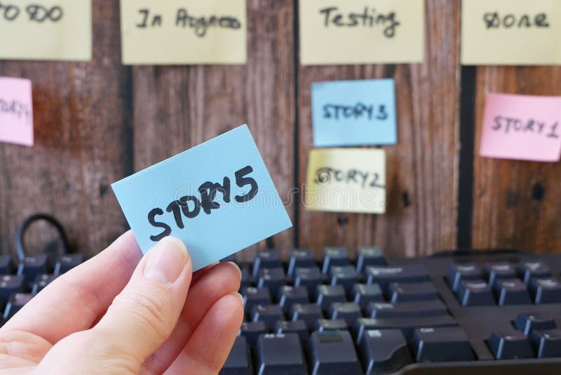 Software scrum agile board with paper task, agile royalty free stock photography