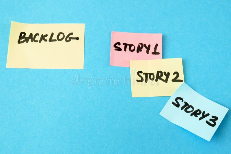 Software scrum agile board with paper task, agile software development methodologies concept, top view stock photography
