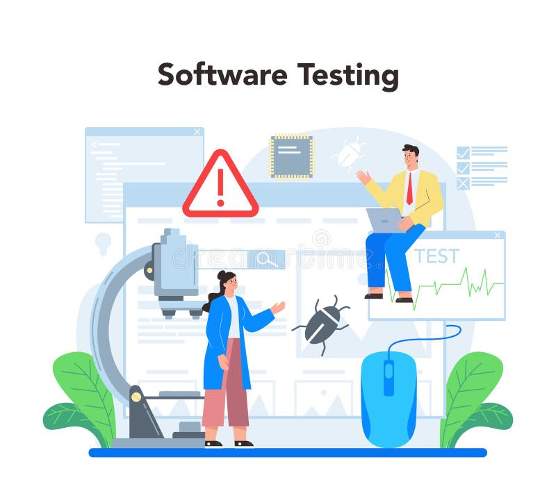 Software testing concept. Application or website code test process. royalty free illustration