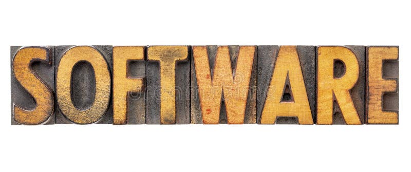 Software Word In Letterpress Type Stock Image  Image of software