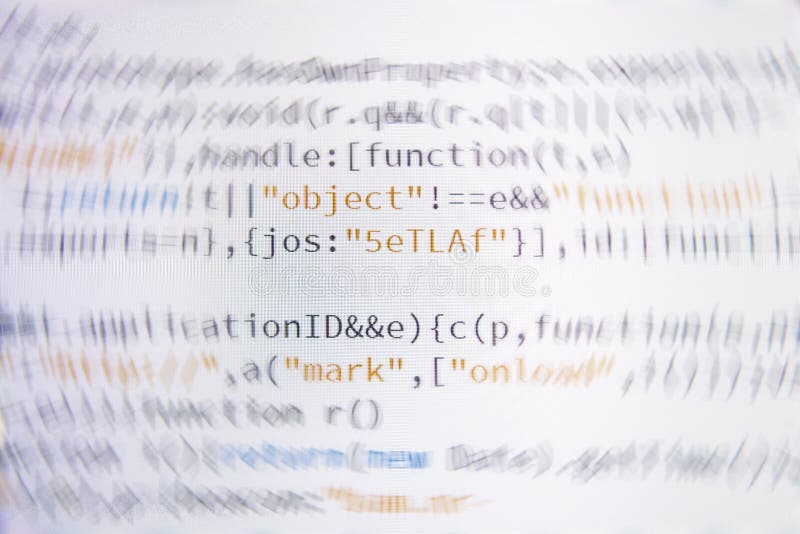 Softwareentwicklerprogrammiercode Abstrakter Computerskriptcode Flache Schärfentiefe, Effekt des selektiven Fokus