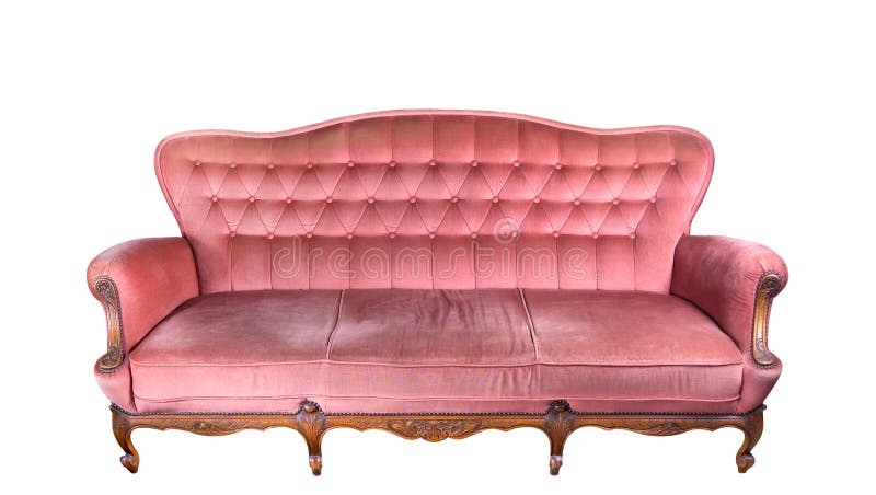 Vintage pink sofa isolated on white background. Vintage pink sofa isolated on white background