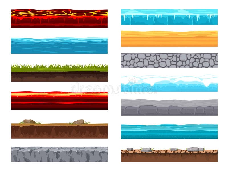Soil ground layer, cartoon game level landscape vector illustration