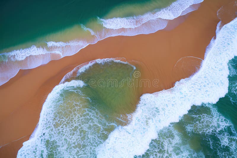Soil and Sand in between the Beach Waves on the Island Pathway Stock