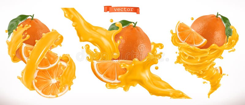 sok pomarańczowy white odizolowane Świeżej owoc 3d wektoru ikona