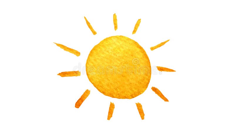 Bonito desenho animado luz do sol. Mão desenhada aquarela ilustração  sorrindo sol. Desenho pintado a aquarela . Ilustração por ©K.Chumakova  #133728666