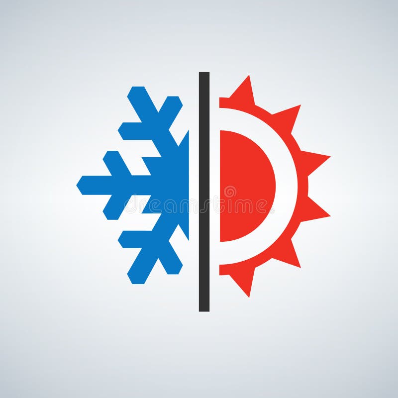Sol e floco de neve quentes e frios do símbolo