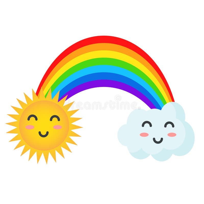Desenho pintado arco-íris, sol, decoração de sol dos desenhos animados png