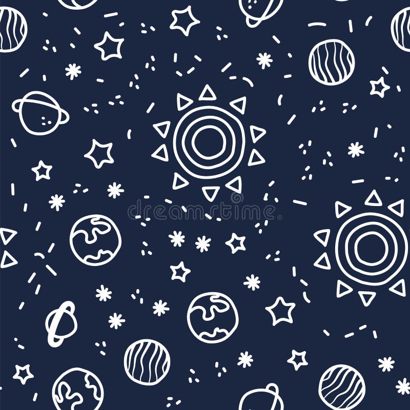 Sol, planetjord och stjärnor från utrymme på mörker - blå modellbakgrund Sömlös modell för kosmisk planet stock illustrationer Sol, planetjord och stjärnor från utrymme på mörker - blå modellbakgrund Sömlös modell för kosmisk planet stock illustrationer