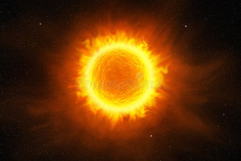 Sol Que Brilla Intensamente En El Espacio Exterior Stock de ilustración