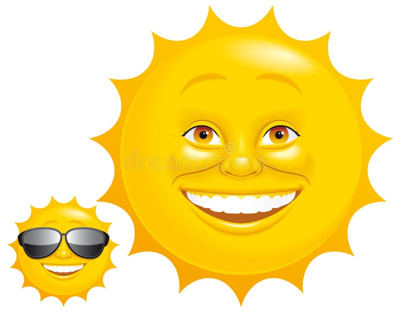 Sol sonriente stock de ilustración Sol sonriente stock de ilustración
