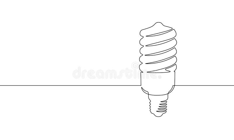 Sola línea continua bombilla de la economía del arte Dibujo de esquema ligero ahorro de energía compacto del bosquejo de la l libre illustration Sola línea continua bombilla de la economía del arte Dibujo de esquema ligero ahorro de energía compacto del bosquejo de la l libre illustration