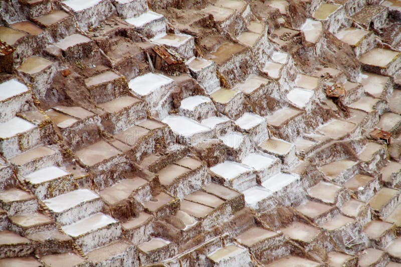 Salt mines Salinas de Maras, Cusco, Peru. Altiplano in South America. Maras town in the Sacred Valley of the Incas. salt evaporation up-slope ponds. Salt mines Salinas de Maras, Cusco, Peru. Altiplano in South America. Maras town in the Sacred Valley of the Incas. salt evaporation up-slope ponds