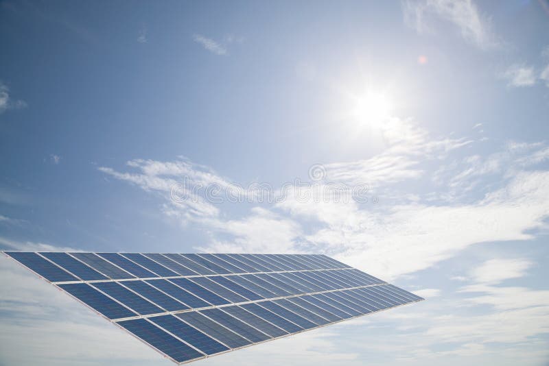 Solar Cell Panel on Cloud Blue Sky Background , Energy Saving C Stock ...