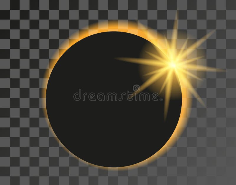 Solar eclipse illustration on transparent background