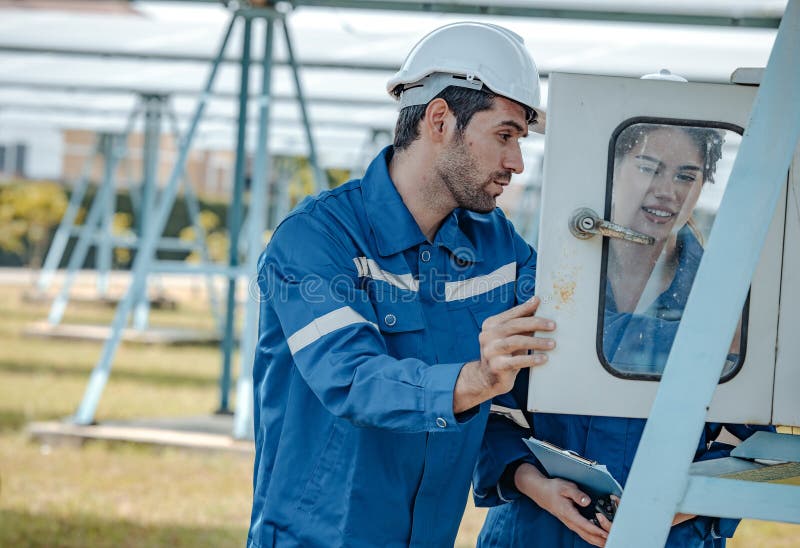 Solar electric installer and practitioner inspect electrical systems for appropriate wiring, polarity, grounding, and termination