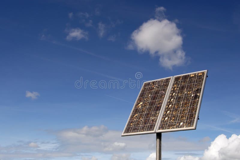 Solar energy panel with blue sky