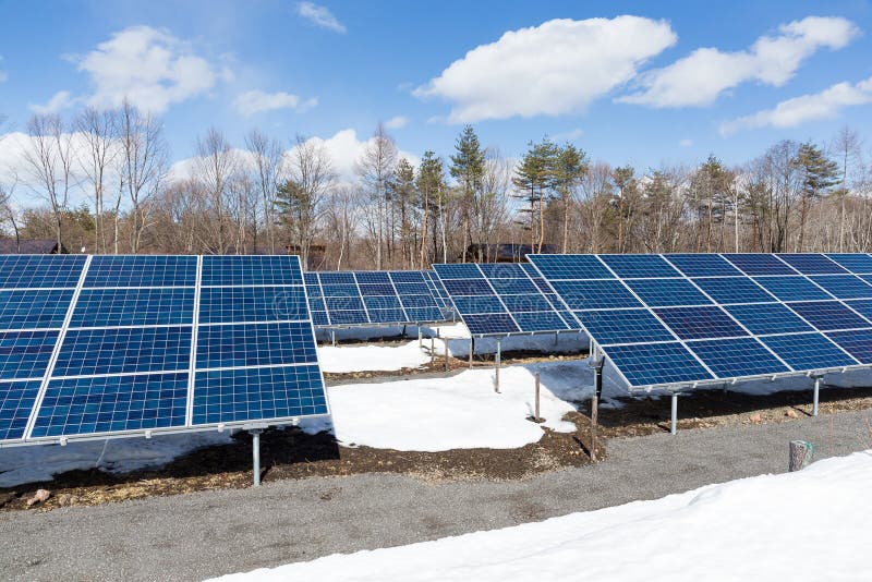 Solar energy station with snow