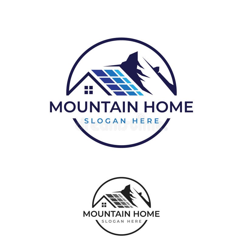 Solar home or Solar energie emblem logo concept design template stock illustration
