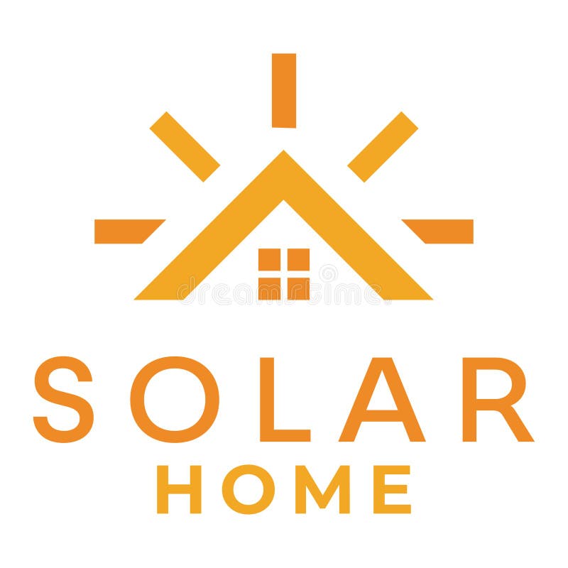 Solar home flat minimalist logo design royalty free illustration