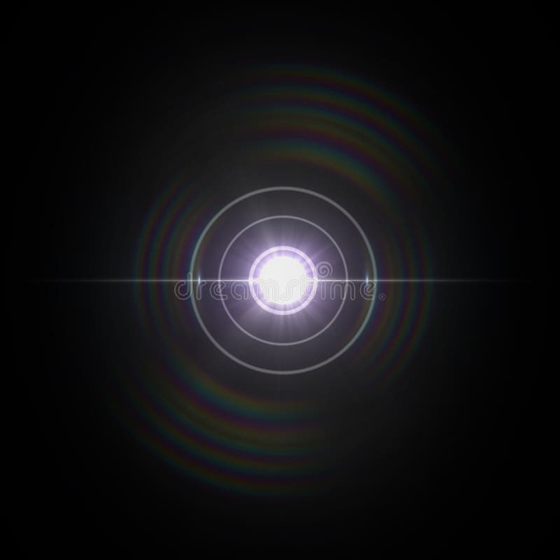 Lens Flare Light Special Effect on Black Background Stock Illustration
