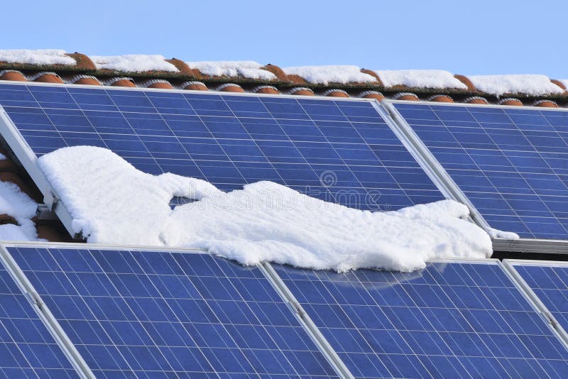 Solar modules with snow