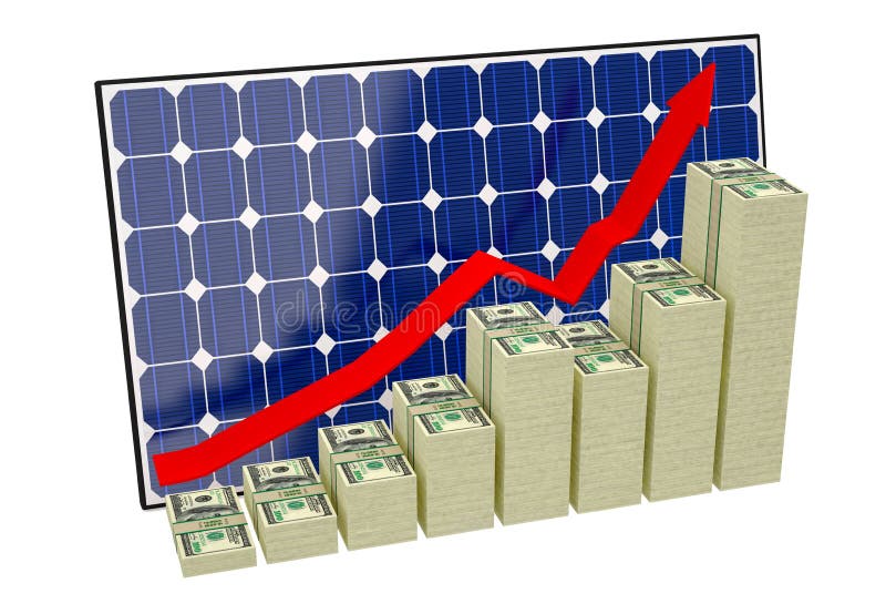 Solar Panel - Bar graphs made from Dollar banknotes royalty free illustration
