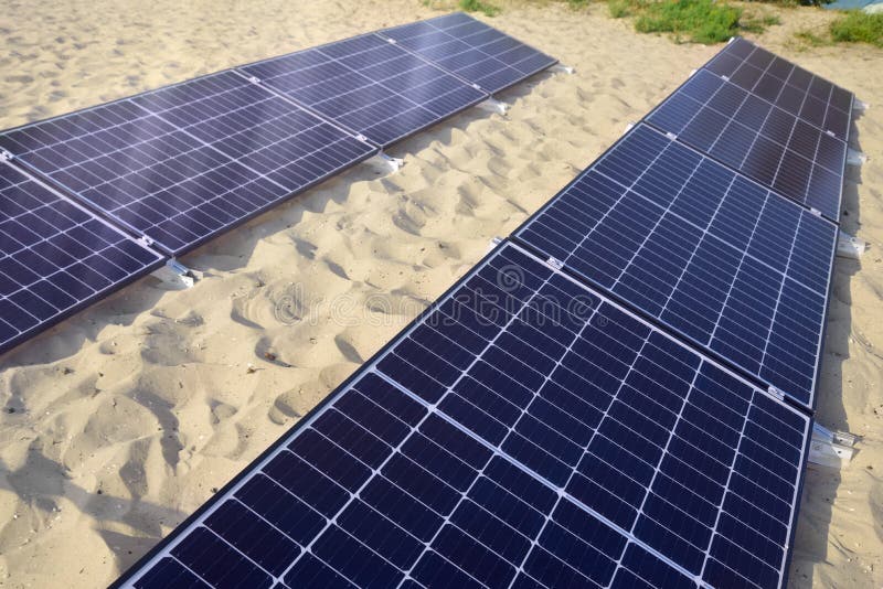 Solar Panel Energy On The Beach Stock Photo Image of generator