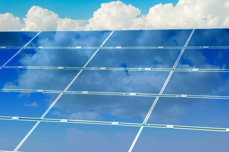 Solar panel below sky