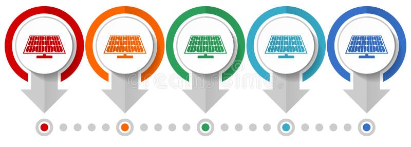 Energy Power Flat Icons Set of Solar Panels Wind Stock Vector ...