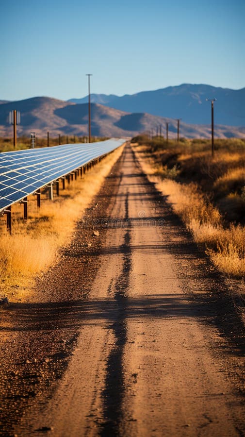 A solar panel farm in the desert royalty free illustration