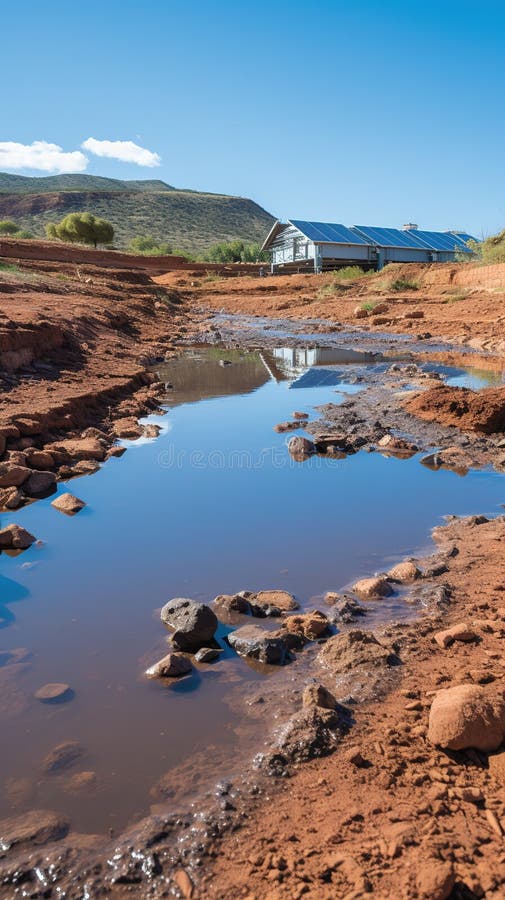 A solar panel farm in the desert stock photography