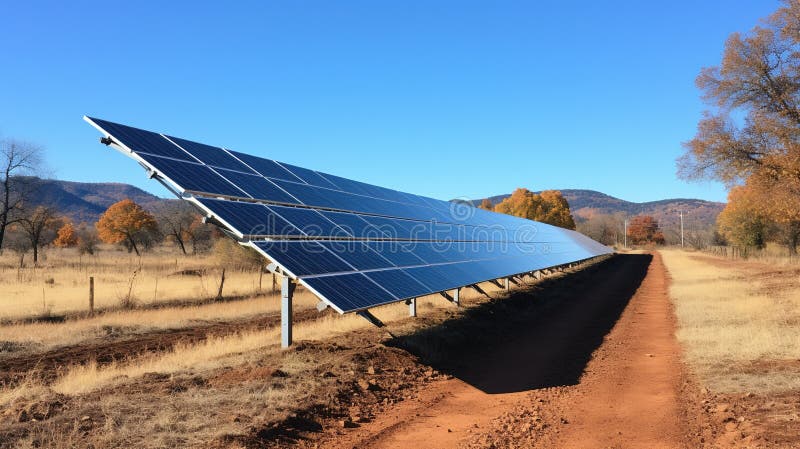 A solar panel farm in the desert vector illustration